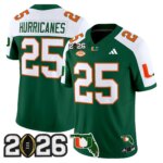 Hurricanes #25 Miami Hurricanes MIA 2026 CFP Final & Florida Patch Vapor Limited Jersey - All Stitched
