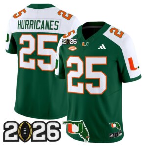Hurricanes #25 Miami Hurricanes MIA 2026 CFP Final & Florida Patch Vapor Limited Jersey - All Stitched