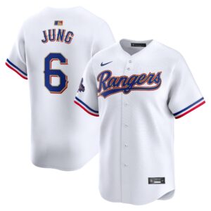 Men's Texas Rangers #6 Josh Jung  White 2024 Gold Collection Limited Player Jersey
