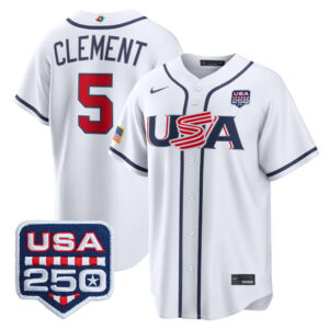 Ernie Clement #5 USA Baseball 250th Patch 2026 World Baseball Classic Home Stadium Jersey - White