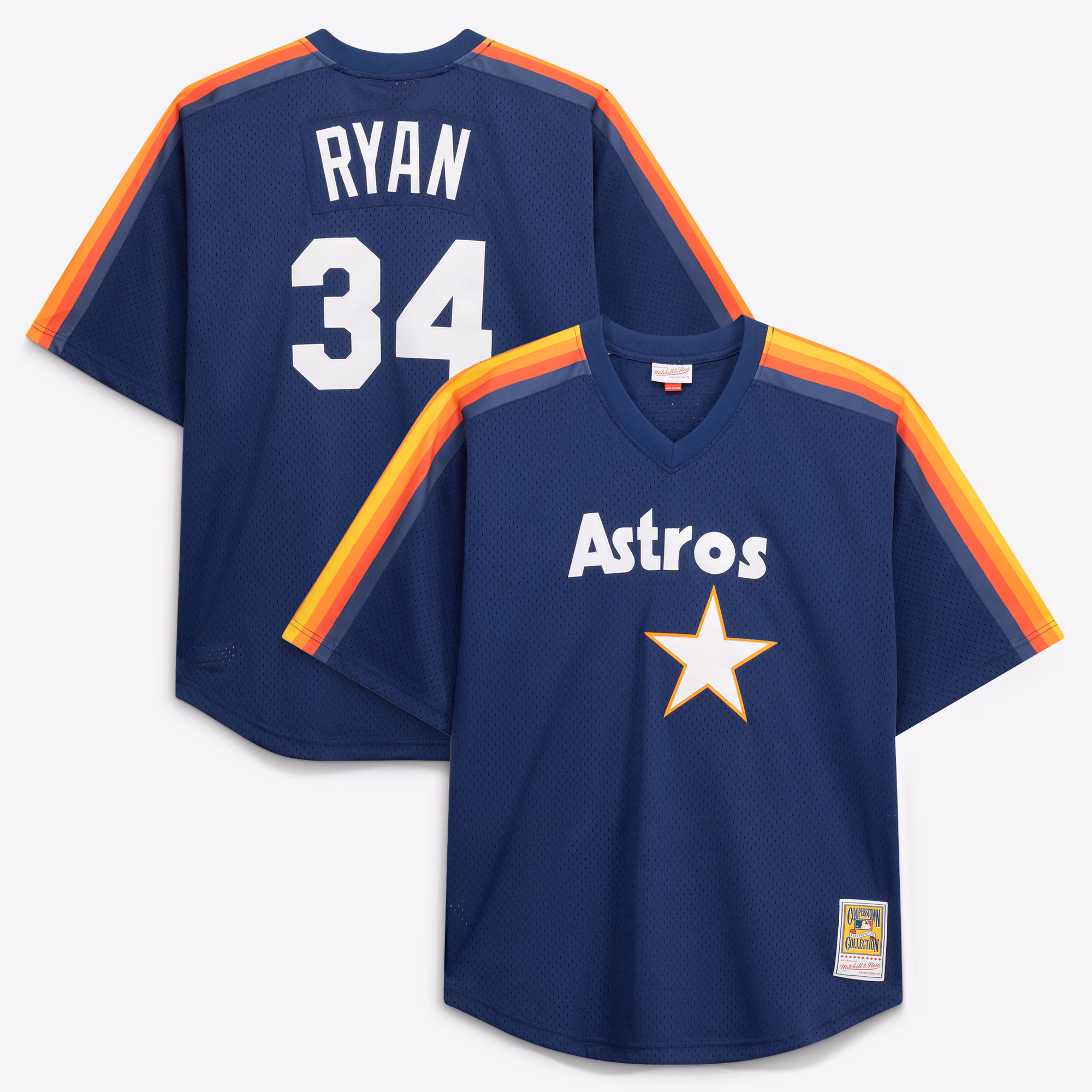Houston Astros Nolan Ryan #34 Mitchell & Ness Navy Cooperstown Collection Big & Tall Mesh Batting Practice Jersey