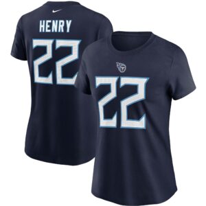 Women's Derrick Henry Navy Tennessee Titans Player Name & Number T-Shirt