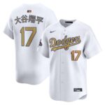 Men's #17 Shohei Ohtani Los Angeles Dodgers  2025 Gold Collection Kanji Limited White Jersey