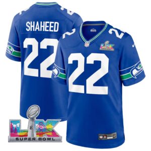 Rashid Shaheed #22 Seattle Seahawks Super Bowl LX Patch Royal Throwback Player Game Jersey