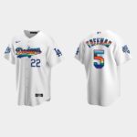 Men's Los Angeles Dodgers #5 Freddie Freeman 2022 Pride Night LGBTQ Cool Base Jersey - White
