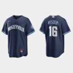 Men's Chicago Cubs #16 Patrick Wisdom Navy 2021 City Connect Cool Base Jersey