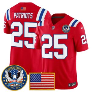 Patriots #25 New England Patriots United States 250th Anniversary Patch Vapor Limited Jersey - All Stitched