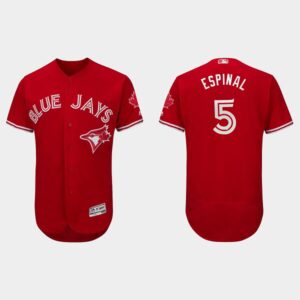 Men's Toronto Blue Jays #5 Santiago Espinal Scarlet Canada Day Flex Base Jersey
