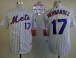 New York Mets #17 Keith Hernandez White(Blue Strip) Home Cool Base W/2015 World Series Patch Stitched Jersey