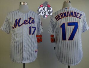 New York Mets #17 Keith Hernandez White(Blue Strip) Home Cool Base W/2015 World Series Patch Stitched Jersey