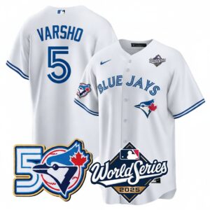 Daulton Varsho #5 Toronto Blue Jays 50th World Series Limited Jersey Stitched White