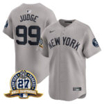 Aaron Judge #99 New York Yankees 27 Time Champions Patch Vapor Premier Limited Jersey - Gray