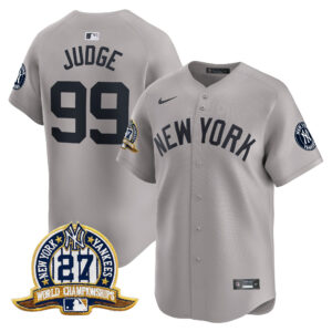 Aaron Judge #99 New York Yankees 27 Time Champions Patch Vapor Premier Limited Jersey - Gray