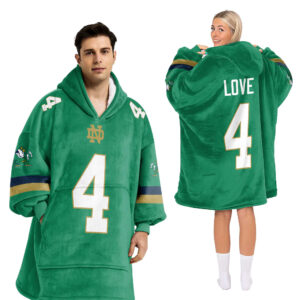 Adult 4 Notre Dame Football Unisex Blanket Hoodie