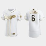 Men's Los Angeles Dodgers #6 Trea Turner 2021 Golden Edition 2021 Trade Flex Base Jersey - White
