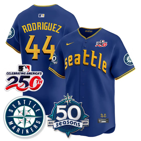 Julio Rodríguez #44 Seattle Mariners 250th Anniversary & AL West Vapor Premier Limited Jersey - Connect