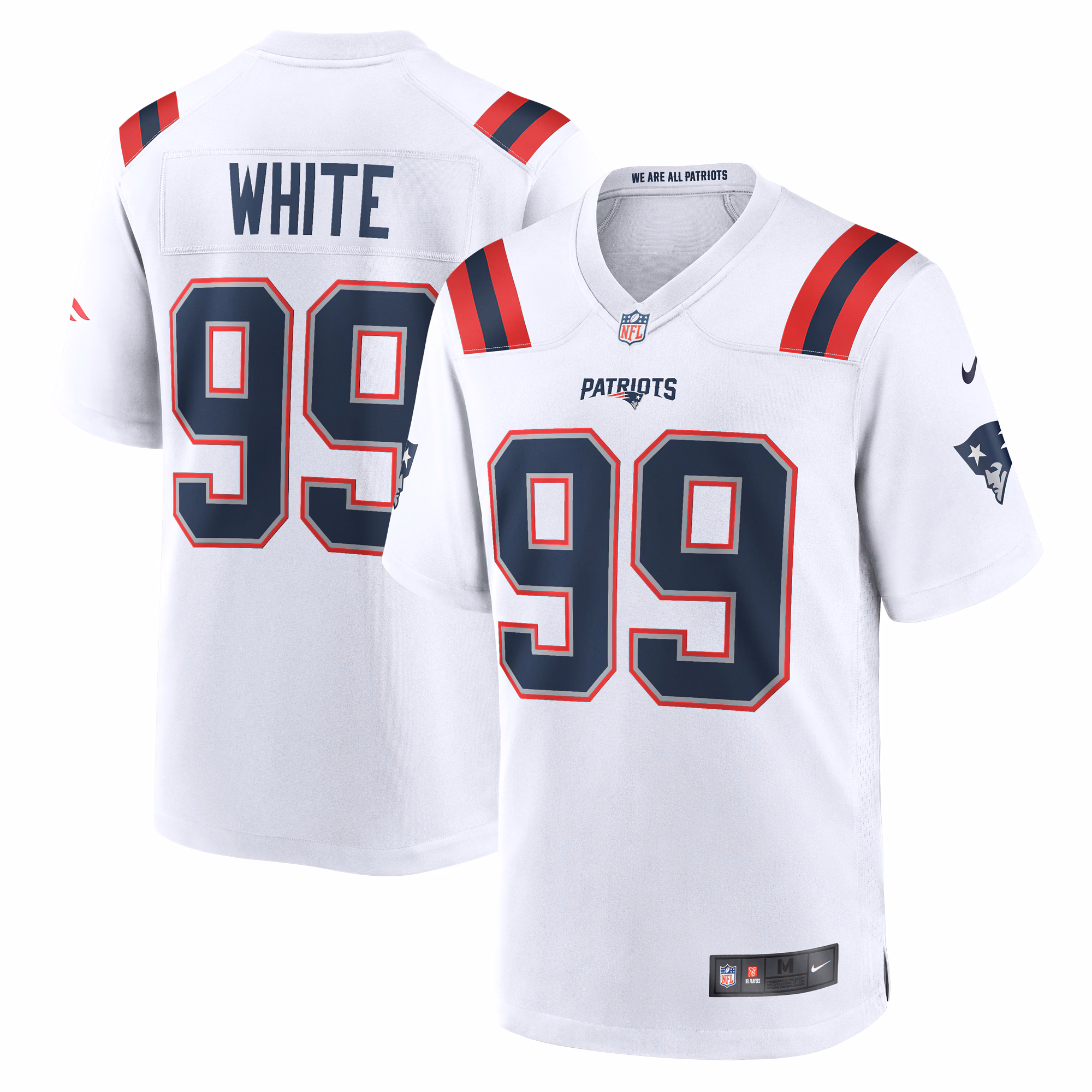Keion White New England Patriots  Game Jersey -  White