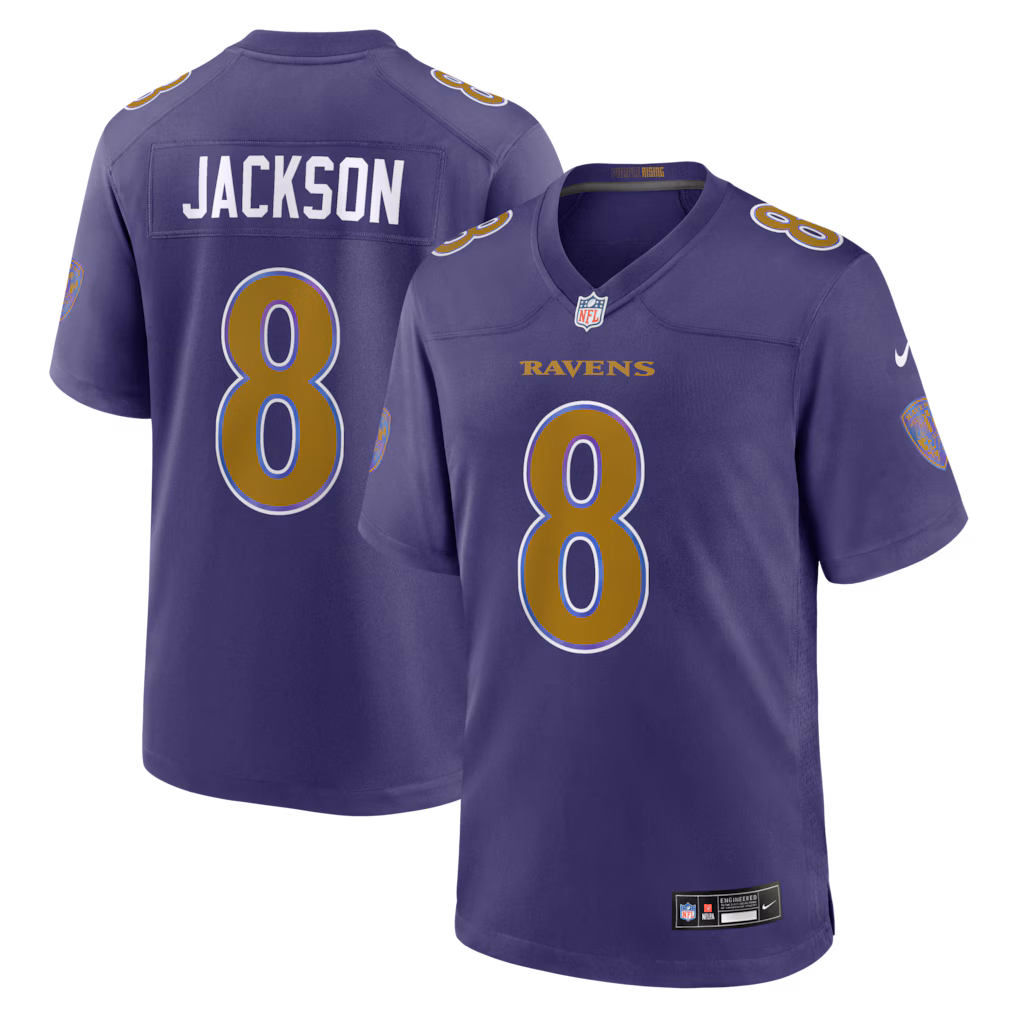 Men's Baltimore Ravens Lamar Jackson #8 Purple Alternate Game Jersey