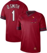 Men's  St. Louis Cardinals #1 Ozzie Smith Red Cooperstown Collection Stitched Jersey