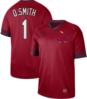 Men's  St. Louis Cardinals #1 Ozzie Smith Red Cooperstown Collection Stitched Jersey