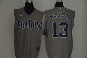 Men's San Diego Padres #13 Manny Machado Gray 2020 Cool and Refreshing Sleeveless Fan Stitched  Jersey