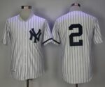 Mitchell And Ness 1995 New York Yankees #2 Derek Jeter White Strip Throwback Stitched Jersey