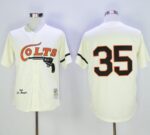 Mitchell And Ness Houston Colts #35 Joe Morgan Stitched Cream Throwback Jersey
