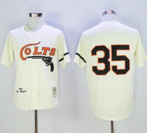 Mitchell And Ness Houston Colts #35 Joe Morgan Stitched Cream Throwback Jersey