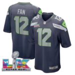 12th Fan #12 Seattle Seahawks Super Bowl LX Patch College Navy Team Game Jersey