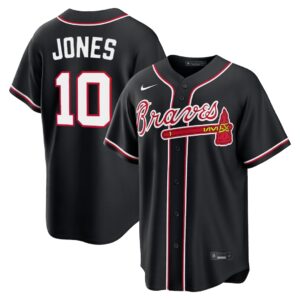 Chipper Jones #10 Atlanta Braves Fashion Replica Black Out Jersey - Black