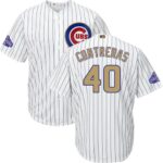 Chicago Cubs #40 Willson Contreras White(Blue Strip) 2017 Gold Program Cool Base Stitched Jersey