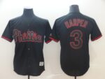 Men's Philadelphia Phillies #3 Bryce Harper Black Cool Base Stitched Jersey