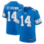 Men's Amon-Ra St. Brown #14 Blue Detroit Lions Game Jersey