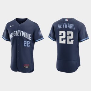 Men's Chicago Cubs #22 Jason Heyward Navy 2021 City Connect Flex Base Jersey