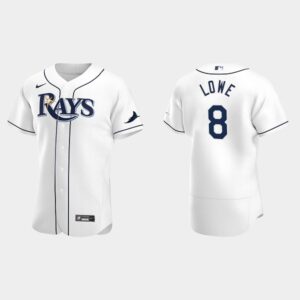 Men's Tampa Bay Rays #8 Brandon Lowe White 2020 Home Flex Base Jersey