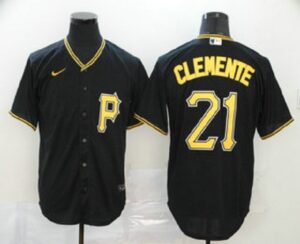 Men's Pittsburgh Pirates #21 Roberto Clemente Black Stitched Cool Base  Jersey