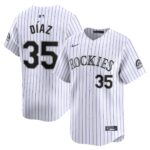Men's Colorado Rockies #35 Elias Diaz  White Home Limited Player Jersey