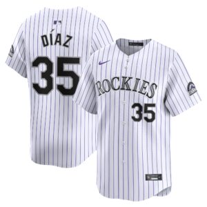 Men's Colorado Rockies #35 Elias Diaz  White Home Limited Player Jersey