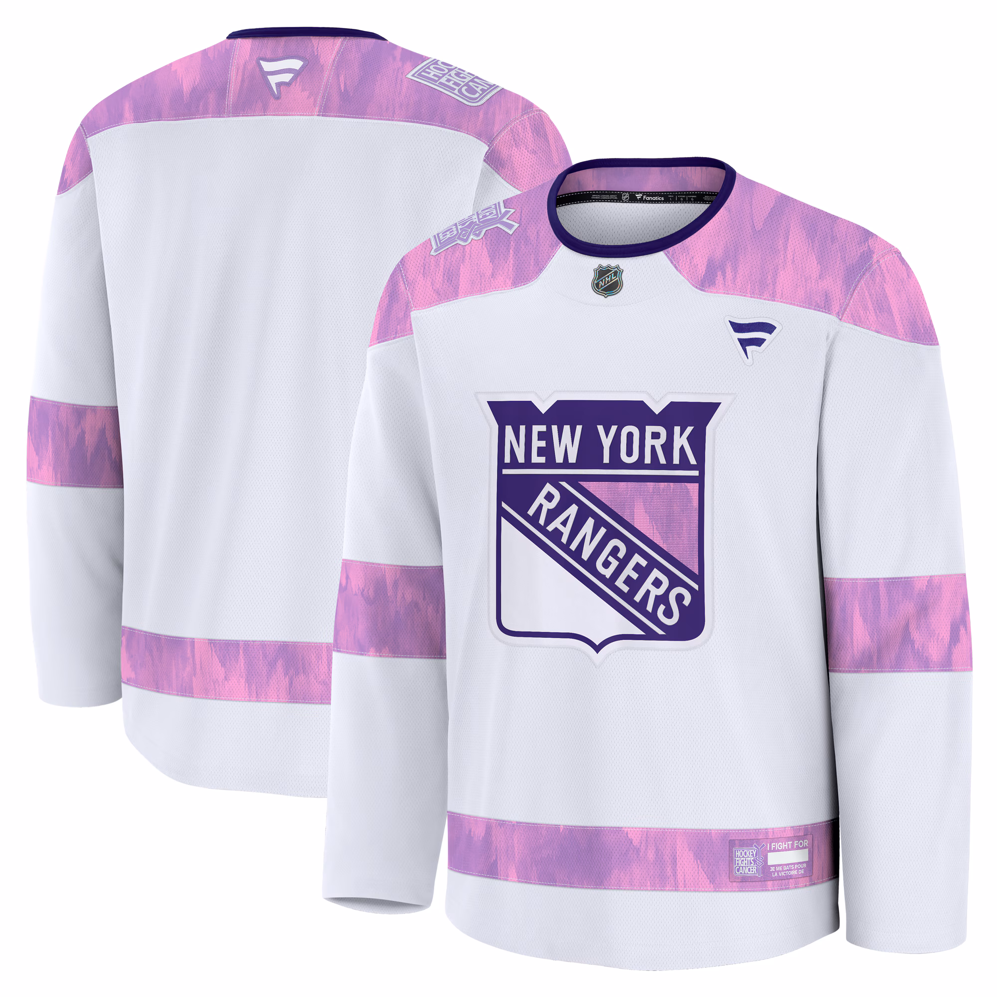 New York Rangers  Fanatics White 2024 Hockey Fights Cancer Practice Jersey