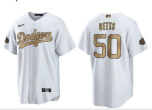 Men's Los Angeles Dodgers #50 Mookie Betts  White 2022 All-Star Jersey