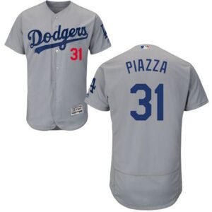Los Angeles Dodgers #31 Mike Piazza Grey Flexbase Collection Stitched Jersey
