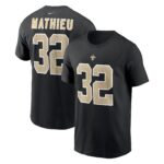 Men's Tyrann Mathieu Black New Orleans Saints Player Name & Number T-Shirt