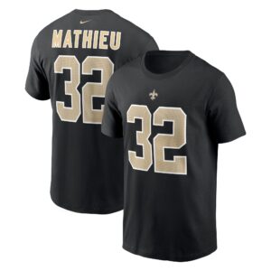 Men's Tyrann Mathieu Black New Orleans Saints Player Name & Number T-Shirt