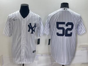 Men's New York Yankees #52 C.C. Sabathia White No Name Stitched  Cool Base Jersey