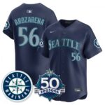 Randy Arozarena #56 Seattle Mariners 50th Anniversary & AL West Vapor Premier Limited Jersey - Navy