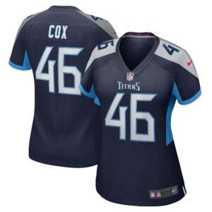 Morgan Cox Tennessee Titans  Women's Game Jersey - Navy