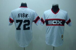 Mitchell And Ness Chicago White Sox #72 Carlton Fisk Stitched White Throwback Jersey