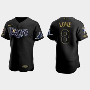 Men's Tampa Bay Rays #8 Brandon Lowe All Black 2021 Salute to Service Flex Base Jersey