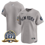 Team New York Yankees 27 Time Champions Patch Vapor Premier Limited Jersey - Gray