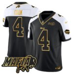 James Cook #4 Buffalo Bills BUF 2024 Bills Mafia Patch Gold Vapor Limited Jersey - All Stitched